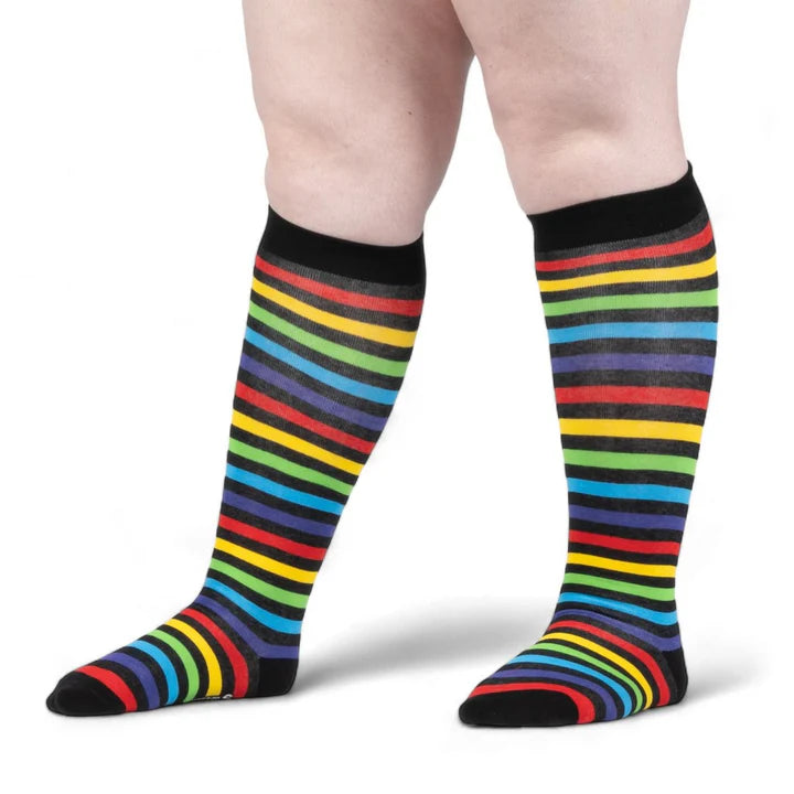 WIDE CALF KNEE HI ASST STRIPE