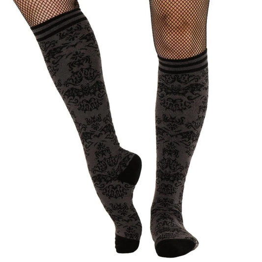 KNEE HI - BATS DAMASK